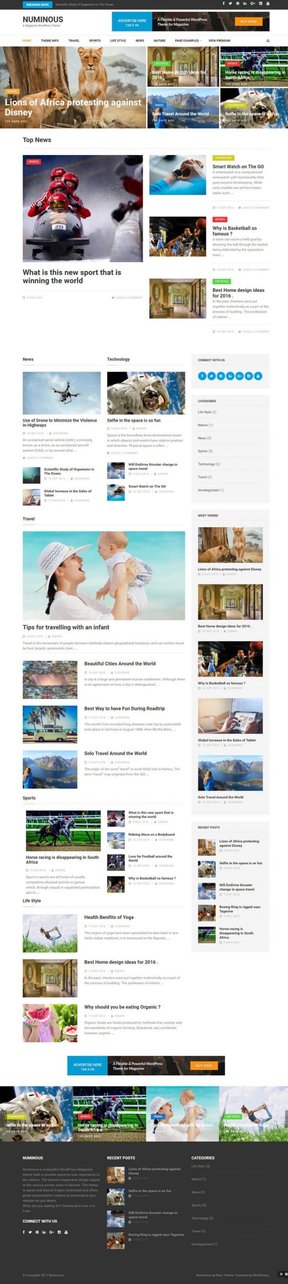 WordPress Free News Magazine Theme Numinous